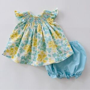 Stitchy Fish 24 Months Baby Girl Floral Smocked Top Shorts Set Outfit Spring